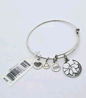 Alex and Ani GODMOTHER Charm Bracelet Silver tone Sunflower NWT OSFM