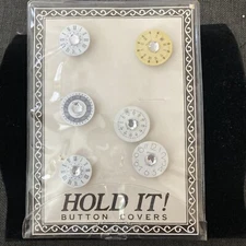 Vintage HOLD IT! Button Covers 6 Piece Clock Faces Time Made In USA