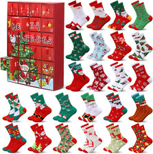 Christmas Sock Advent Calendar 2024 Includes 24 Pairs Christmas Sock Bulk Unisex