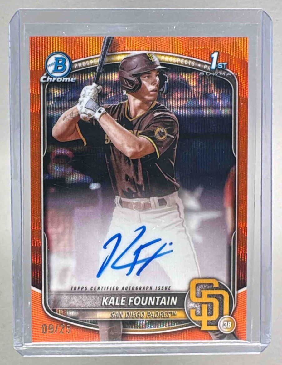 Kale Fountain 2025 Bowman Chrome #CPA-KFO Orange Wave Refractor Auto 1st RC /25