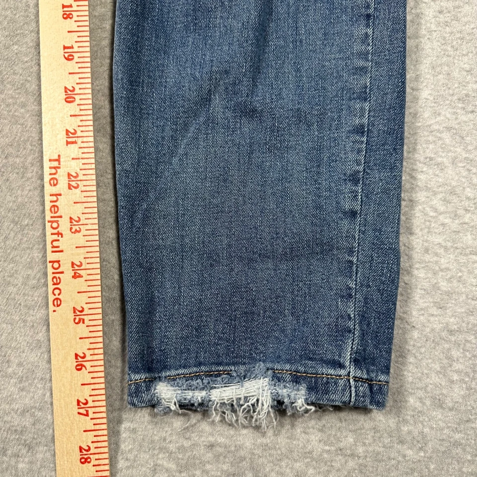 Pantalones de mezclilla Maurices de pierna recta para mujer 27 lavado medio botón mosca tiro medio desgastados Foto 4 de 4