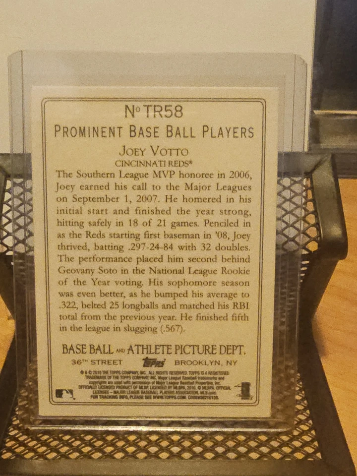 2010 Topps Turkey Red Joey Votto  #TR58  Cincinnati Reds - Image 2 of 2