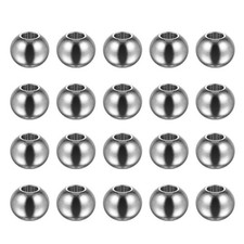 40pcs Beads 10mm Stainless Steel 4mm Hole Dia Bead for DIY Crafts Silver