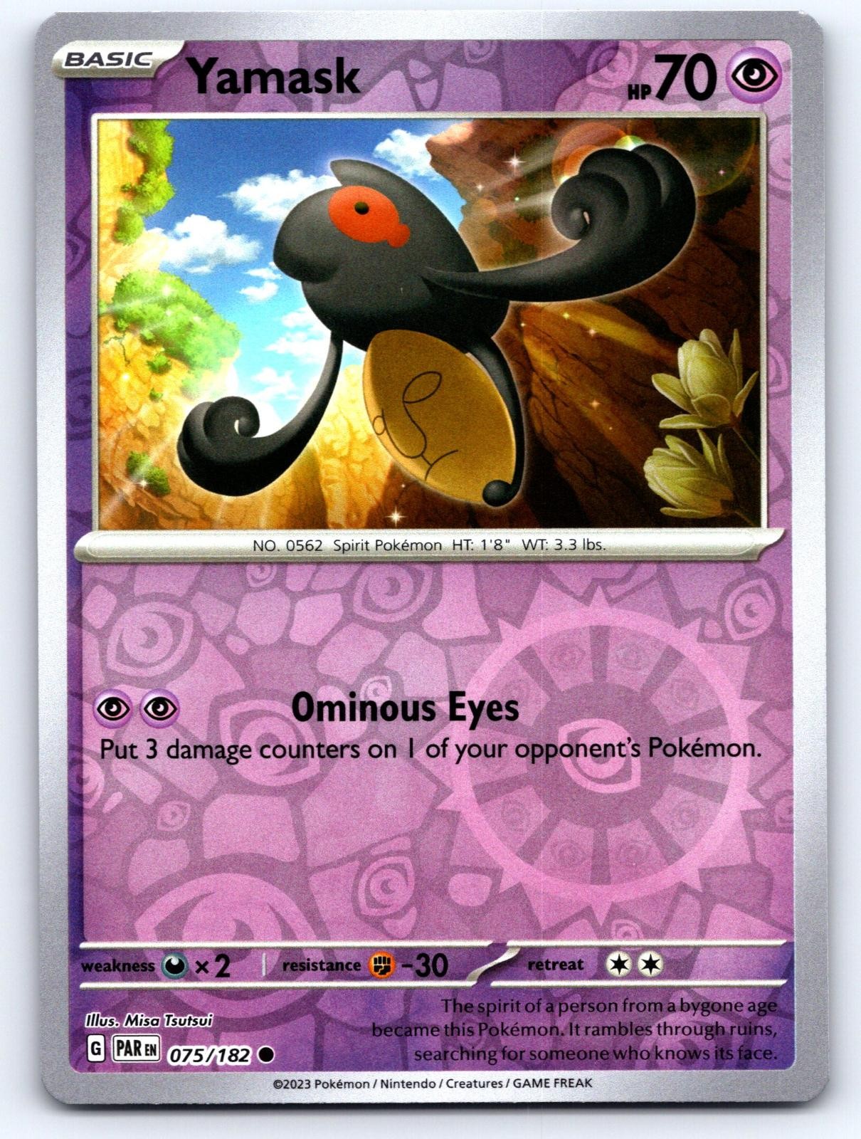 Yamask 075/182 Common Paradox Rift Pokemon Reverse Holo Near Mint