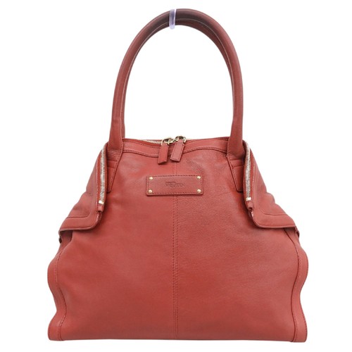 Alexander McQueen De Manta Tote Bag Red Leather Women Magnetic Corners Zip