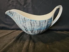 International China Company Swedish Modern Gravy Aqua Blue Black Lines Abstract