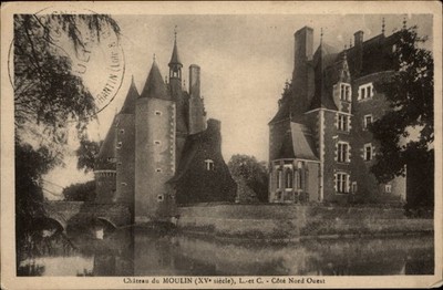 Chateau du Moulin Moulin France vintage postcard e628