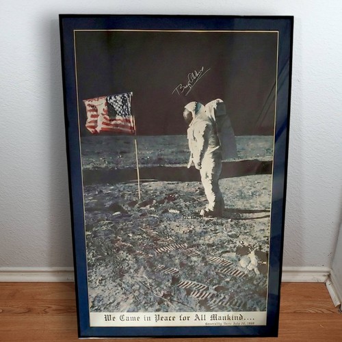 BUZZ ALDRIN Signed Autograph Apollo 11 Sea of Tranquility 1969 Moon Poster COA