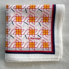 VTG Handkerchief Cotton Red Yellow Geometric Symbol Turbine Pocket Square 17" J