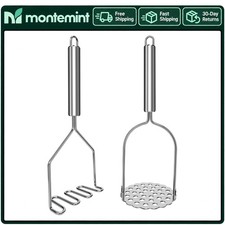 Stainless Steel Potato Masher Set with 2 Pieces for Food and Ground Meat