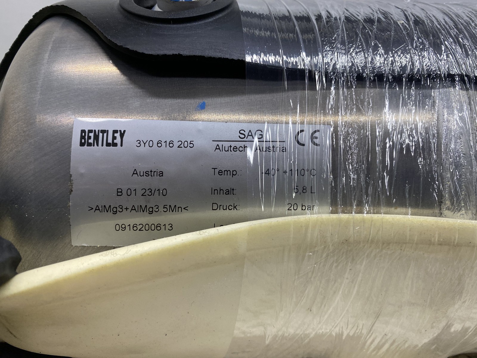 2011-2020 BENTLEY MULSANNE OEM AIR SUSPENSION ACCUMULATOR TANK BOTTLE 3Y0616205