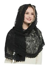 Soft Scarf Mantilla Ivory Lace Catholic Chapel Veil V31 Black