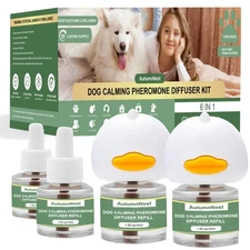 Dog Pheromone Calming Diffuser Kit, Pet Diffuser Kit (2 Plug-in + 4 Packs 48m...