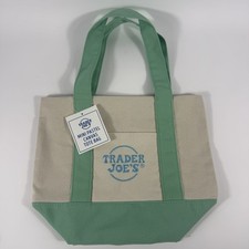 Trader Joe  s Mini Pastel Canvas Tote Bag Green Limited Edition New