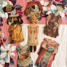 Antique Victorian Edwardian Paper Doll Lot Set Cutouts 1915 Handwritten Names