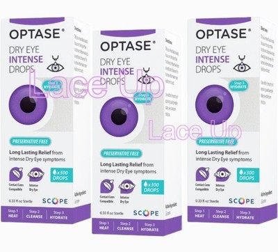 (3) OPTASE Dry Eye Intense 300 drops each, 0.33 fl oz Bottle ** Expire 07/2027