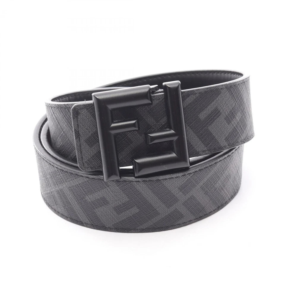 Ceinture carrée réversible FENDI FF cuir noir occasion femme 102 cm - Photo 1/4