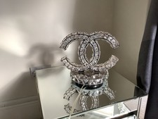 Highly Decorative Crystal Table Lamp Interlocking Double C , 25cm High