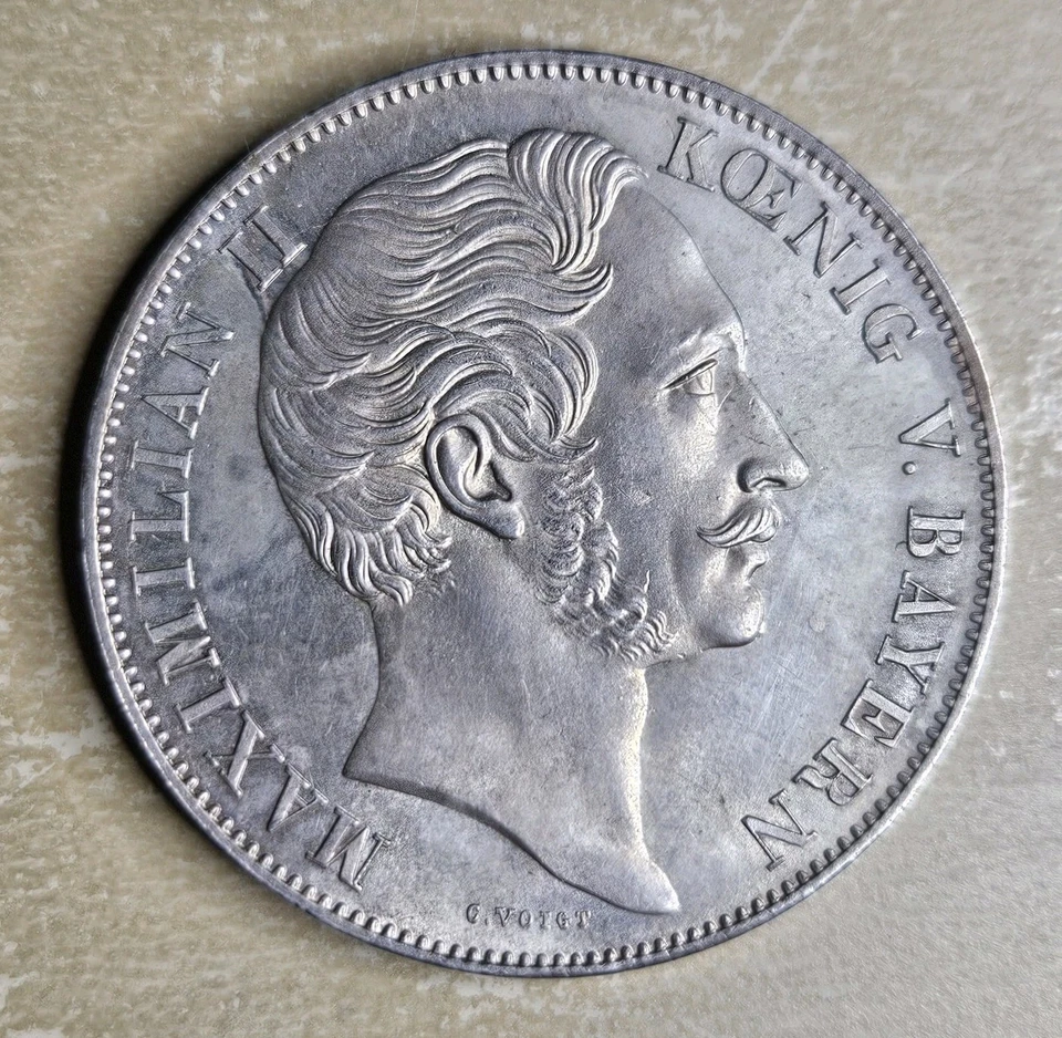1855 Germany Bavaria 2 Gulden 1 Thaler Maximillian II UNC MS BU Uncirculated 848 - Image 4 of 4
