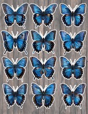 Giant Blue Butterfly Die Cut Vinyl Stickers Scrapbooking Laptop Waterbottle