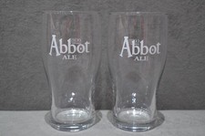 2x Abbot Ale Bury St Edmunds One Pint 20oz Tulip Beer Glass Brand New CE M11