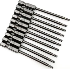 XMHF 10Pcs 75mm/3inch Long 1/4 Inch Hex Shank T10 Torx Head T10, Gray 