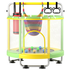 ZCMHAXJ 55" Trampoline for Kids with Enclosure, 440lbs Capacity Yellow Green