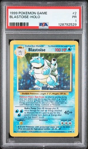 1999 POKEMON BASE SET UNLIMITED #2 BLASTOISE-HOLO PSA 1