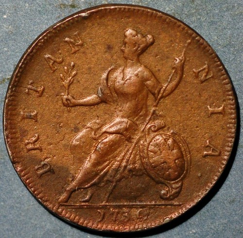 Great Britain 1/2 Penny 1750 George II KM# 579.2 - Picture 2 of 2