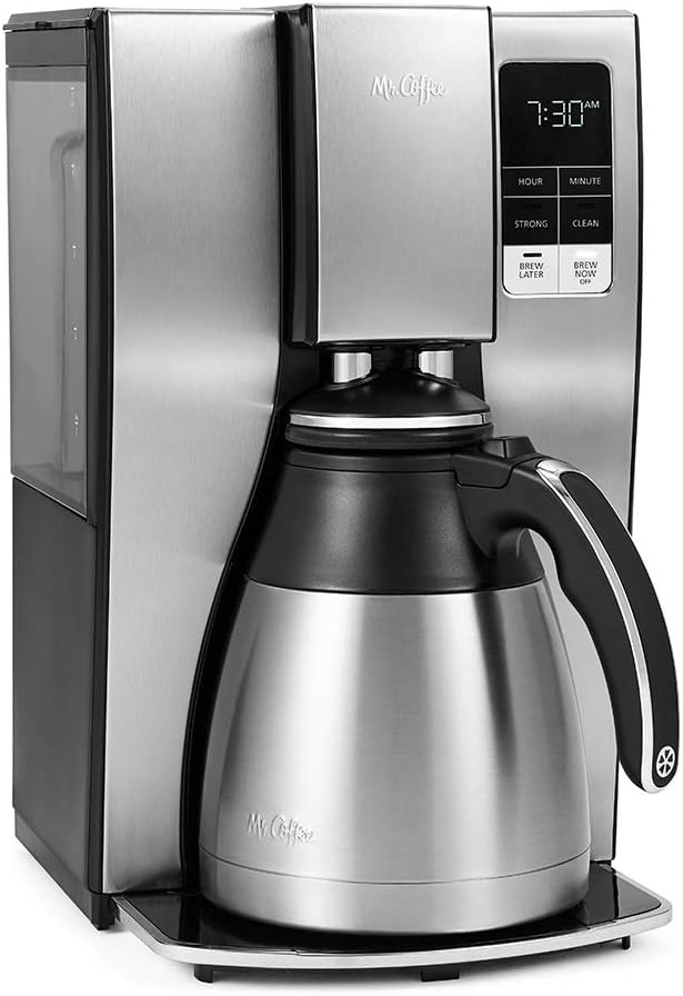 Mr. Coffee 10-Cup Programmable Coffee Maker with Thermal Carafe, Stainless Steel