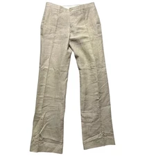 100% Capri Linen Trousers Beige Italian Luxury Resort Style Womens 42 Napoli Fit