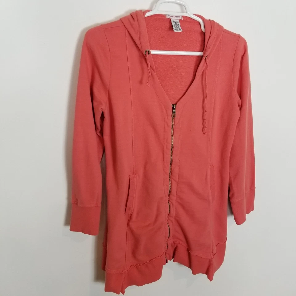 Chaqueta Mercantil XCVI Wearables XL Mujer Cremallera Asimétrica Boho Roja Con Capucha Foto 4 de 4