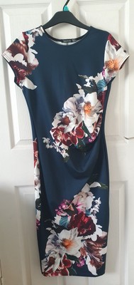 Boohoo Teal dress With Floral Detail Size 12 Brand New