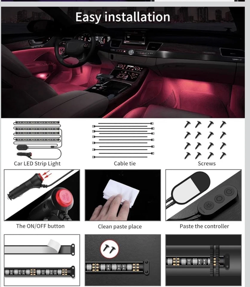 Автомобильные светодиодные лампы Govee, умные фары салона автомобиля с управлением через приложение - Изображение 3 из 4