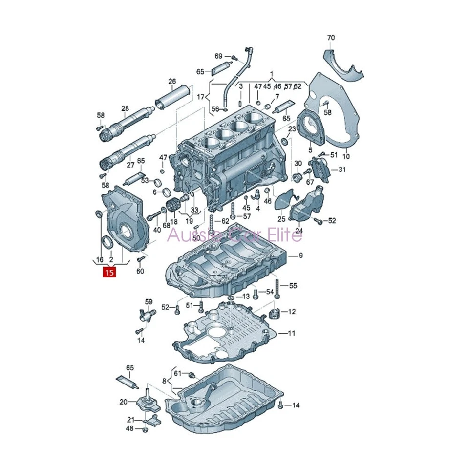 06H109210AJ OEM Elring cubierta de cadena de distribución para VW Golf Eos Tiguan 2.0T 2013-2016 Foto 3 de 4