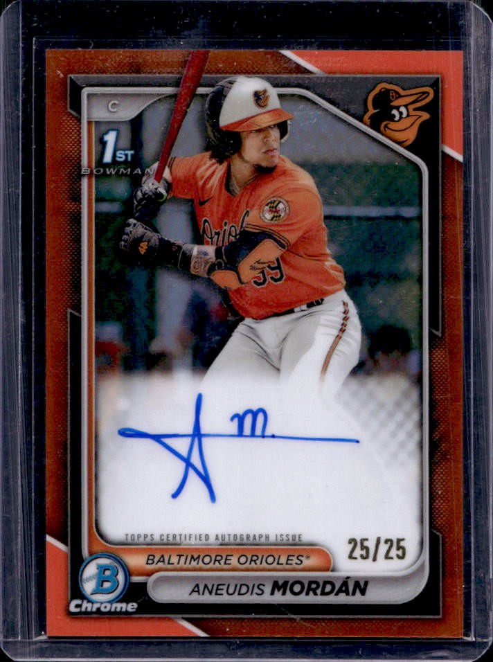 2024 Bowman Aneudis Mordan Chrome Auto Orange Refractor 1st #25/25