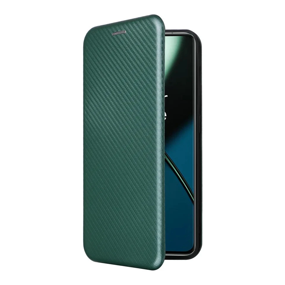 Carbon Fiber For OnePlus 9/11/8T Case Flip Book Stand Card Wallet Leather Cover  - Image 3 of 4