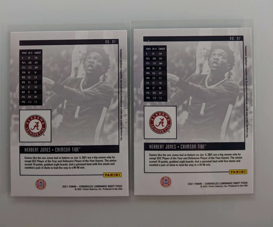 2021 Chronicles Draft Picks Herbert Jones RC Lot - 2x Luminance - Image 2 of 2