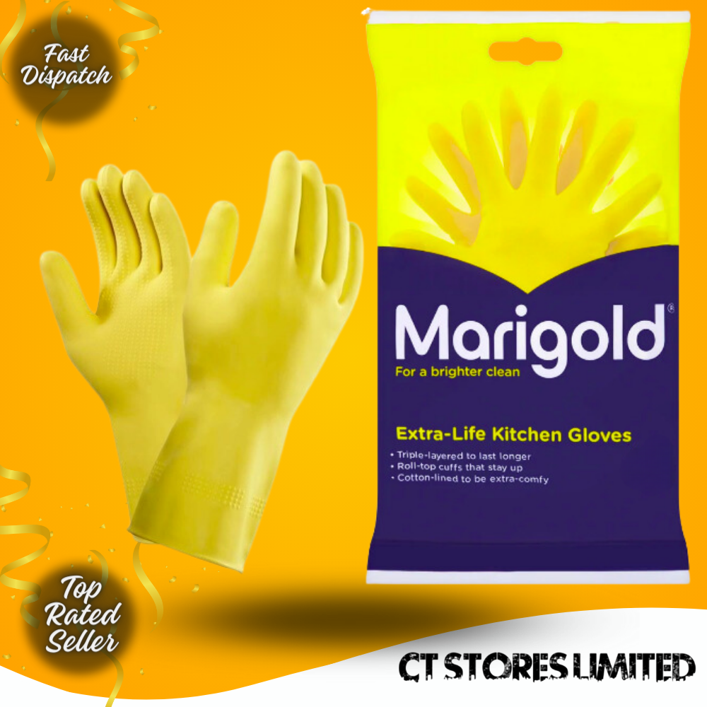 All Sizes Marigold Gloves Kitchen Extra Life Tough Washing Up Yellow