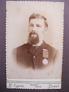 Vintage Cabinet Card Photo Man Fraternal Medal Badge Ribbon Pin Norwich, Ont.