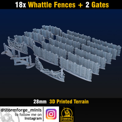 18 x 28mm Whattle Zäune / Fences für Tabletop Terrain