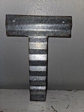 Galvanized Metal Letter T Wall Mount Decor Farmhouse Small 5x8 Rustic