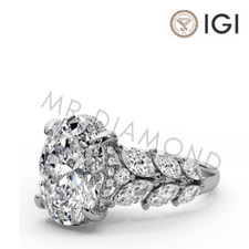 IGI 4.50 CT F VS2 Oval Cut Lab Grown Diamond Engagement Ring Platinum 900