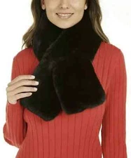 NEW International Concepts Faux Fur Pull Through Scarf Black One Size