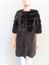 Yves Salomon Black Mink/leather/cashmere Jacket Size F 36/us 4