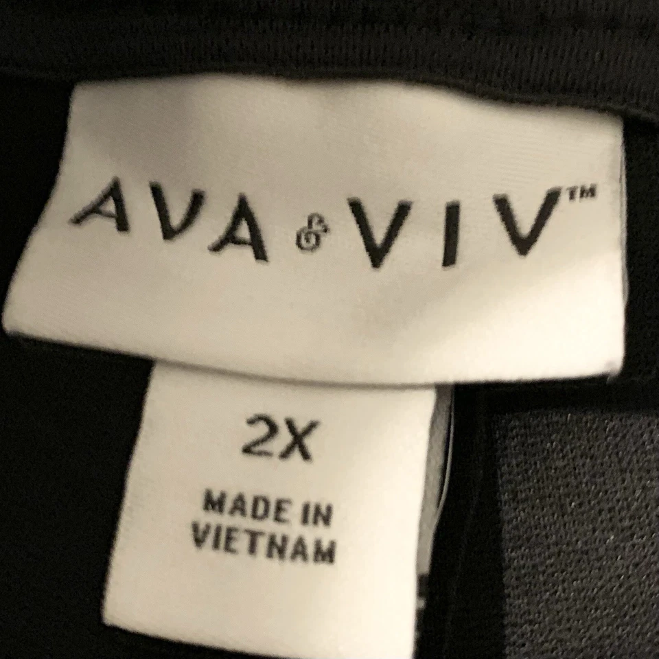 Leggings Ava & Viv 2X (42x27) Negros Imitación Cuero Frontal Suave Ponte Trasero Elastizados Foto 4 de 4