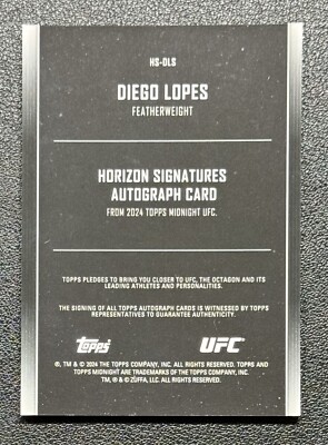 2024 Topps Midnight UFC Diego Lopes RC Rookie Horizon Signatures