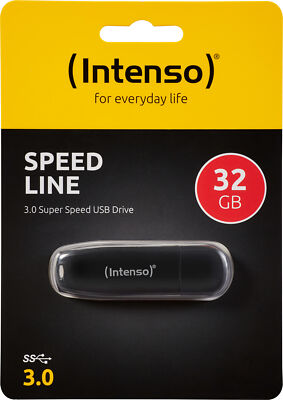 Intenso USB 3.0 Stick 32GB, Speed Line, schwarz Typ-A, (R) 70MB/s, Retail-Bliste