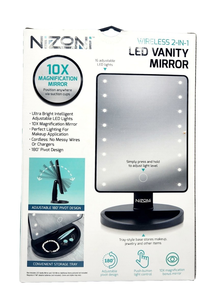 みょーりん Nizoni Wireless 2-1 Led Vanity Mirror, 10x Magnification