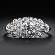 1.15Ct White Round Cut CZ Edwardian Art Deco Antique Wedding Ring In 925 Silver